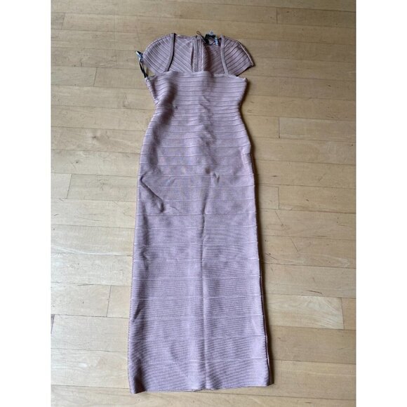 Herve Leger BNWOT womens cap sleeve blush pink midi dress NEW sz Xsmall - Picture 3 of 13